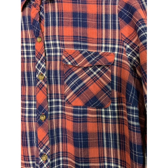 J Jill Denim Women Petite Plaid Button Down Long Sleeve Shirt red Navy XSP - Picture 8 of 13